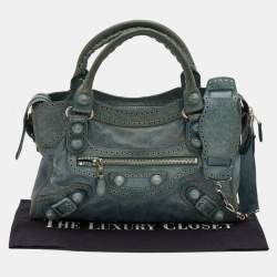 Pre Owned Balenciaga Evergreen Leather Giant Brogues Hardware Classic City Tote