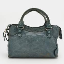 Pre Owned Balenciaga Evergreen Leather Giant Brogues Hardware Classic City Tote