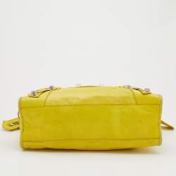 Pre Owned Balenciaga Jaune Fluo Leather Giant 21 Classic City Tote