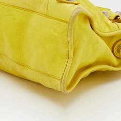 Pre Owned Balenciaga Jaune Fluo Leather Giant 21 Classic City Tote