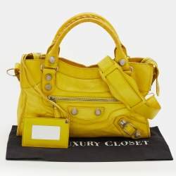 Pre Owned Balenciaga Jaune Fluo Leather Giant 21 Classic City Tote
