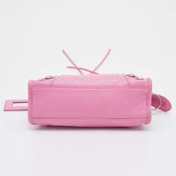 Pre Owned Balenciaga Pink Leather Mini Classic City Tote