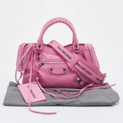Pre Owned Balenciaga Pink Leather Mini Classic City Tote
