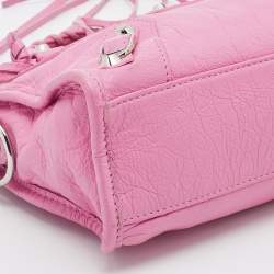 Pre Owned Balenciaga Pink Leather Mini Classic City Tote