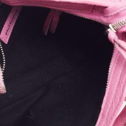 Pre Owned Balenciaga Pink Leather Mini Classic City Tote
