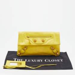 Pre Owned Balenciaga Yellow Leather Giant 21 Envelope Clutch