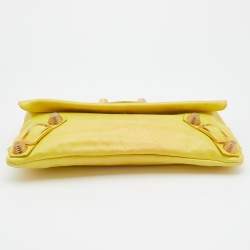 Pre Owned Balenciaga Yellow Leather Giant 21 Envelope Clutch