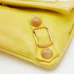 Pre Owned Balenciaga Yellow Leather Giant 21 Envelope Clutch