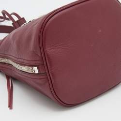 Pre Owned Balenciaga Burgundy Bordeaux Leather Papier Plate Bucket Bag