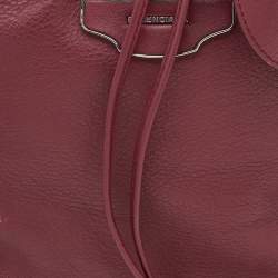 Pre Owned Balenciaga Burgundy Bordeaux Leather Papier Plate Bucket Bag