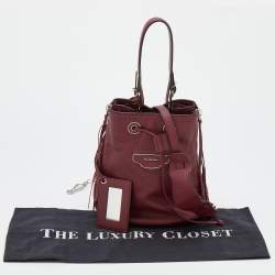 Pre Owned Balenciaga Burgundy Bordeaux Leather Papier Plate Bucket Bag