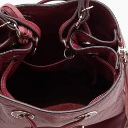 Pre Owned Balenciaga Burgundy Bordeaux Leather Papier Plate Bucket Bag