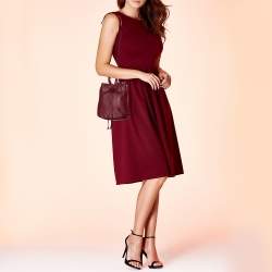 Pre Owned Balenciaga Burgundy Bordeaux Leather Papier Plate Bucket Bag