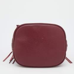Pre Owned Balenciaga Burgundy Bordeaux Leather Papier Plate Bucket Bag