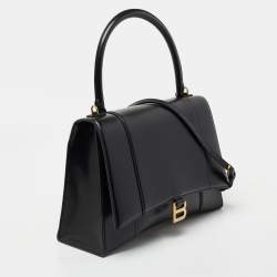 مملوكة مسبقًا Balenciaga Black Leather Hourglass Top Handle Bag