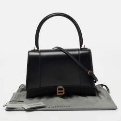 مملوكة مسبقًا Balenciaga Black Leather Hourglass Top Handle Bag