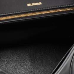مملوكة مسبقًا Balenciaga Black Leather Hourglass Top Handle Bag