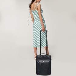 Pre Owned Balenciaga Navy Blue Leather Classic Hardware Voyage Carry On Trolley