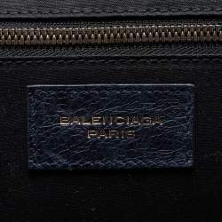 Pre Owned Balenciaga Navy Blue Leather Classic Hardware Voyage Carry On Trolley