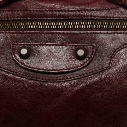 Pre Owned Balenciaga Burgundy Leather Medium Classic City Tote