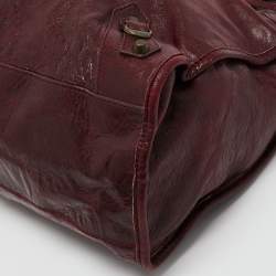 Pre Owned Balenciaga Burgundy Leather Medium Classic City Tote