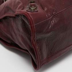 Pre Owned Balenciaga Burgundy Leather Medium Classic City Tote