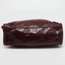 Pre Owned Balenciaga Burgundy Leather Medium Classic City Tote