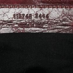 Pre Owned Balenciaga Burgundy Leather Medium Classic City Tote