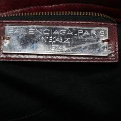 Pre Owned Balenciaga Burgundy Leather Medium Classic City Tote