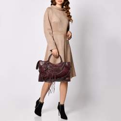 Pre Owned Balenciaga Burgundy Leather Medium Classic City Tote