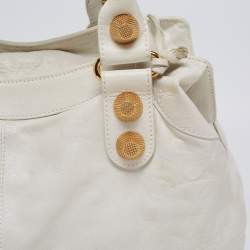 Pre Owned Balenciaga White Leather GGH Brief Tote