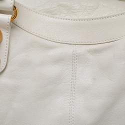Pre Owned Balenciaga White Leather GGH Brief Tote