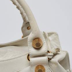 Pre Owned Balenciaga White Leather GGH Brief Tote