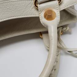 Pre Owned Balenciaga White Leather GGH Brief Tote