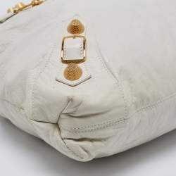 Pre Owned Balenciaga White Leather GGH Brief Tote