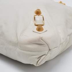 Pre Owned Balenciaga White Leather GGH Brief Tote