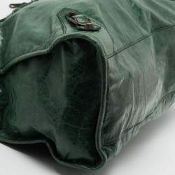 Pre Owned Balenciaga Green Leather Medium Classic City Tote