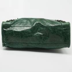 Pre Owned Balenciaga Green Leather Medium Classic City Tote