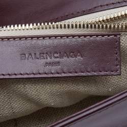 Balenciaga Burgundy Leather Top Handle Bag