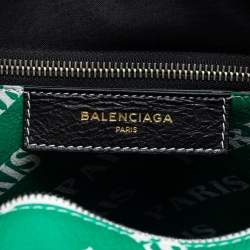 Pre Owned Balenciaga Multicolor Paris Print Leather Small Bazar Shopper Tote