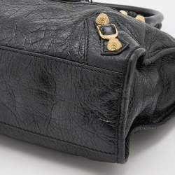 Pre Owned Balenciaga Black Leather Giant 12 Hardware Classic City Tote