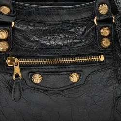 Pre Owned Balenciaga Black Leather Giant 12 Hardware Classic City Tote