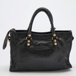 Pre Owned Balenciaga Black Leather Giant 12 Hardware Classic City Tote