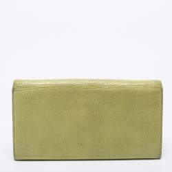 Pre Owned Balenciaga Apple Green Leather Giant 12 Silver Money Wallet