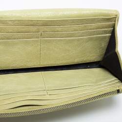 Pre Owned Balenciaga Apple Green Leather Giant 12 Silver Money Wallet