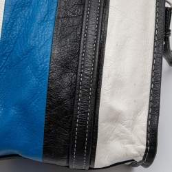 Pre Owned Balenciaga Tricolor Striped Leather Small Bazar Shopper Tote