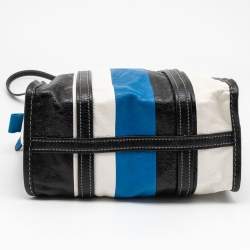 Pre Owned Balenciaga Tricolor Striped Leather Small Bazar Shopper Tote