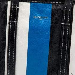 Pre Owned Balenciaga Tricolor Striped Leather Small Bazar Shopper Tote