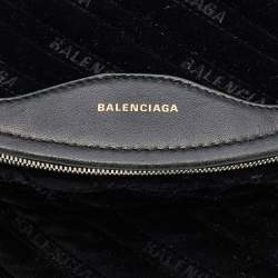 Pre Owned Balenciaga Black Velvet and Leather Souvenir Belt Bag