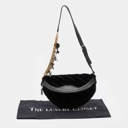 Pre Owned Balenciaga Black Velvet and Leather Souvenir Belt Bag